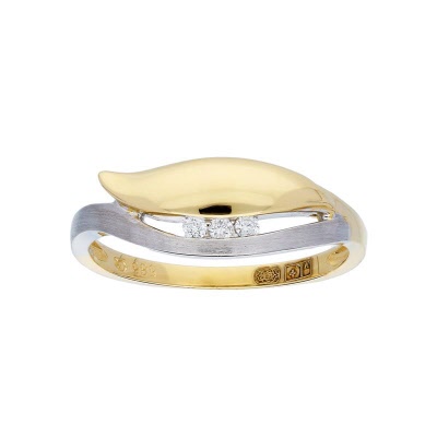 Bicolor ring met diamant 0,045 ct